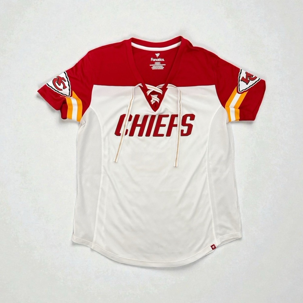 Kansas City Chiefs Patrick Mahomes #15 Women's Lace-Up Jersey Top Fanatics M